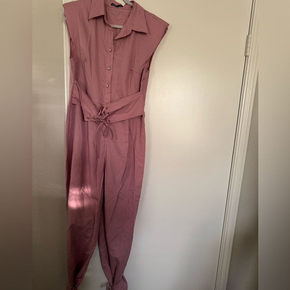 SHEIN Mauve Button-Up Jumpsuit